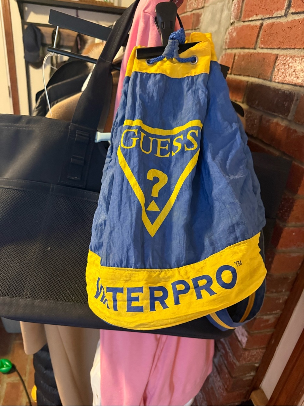 GUESS Blue and Yellow Drawstring Backpack - Picture 6 of 6